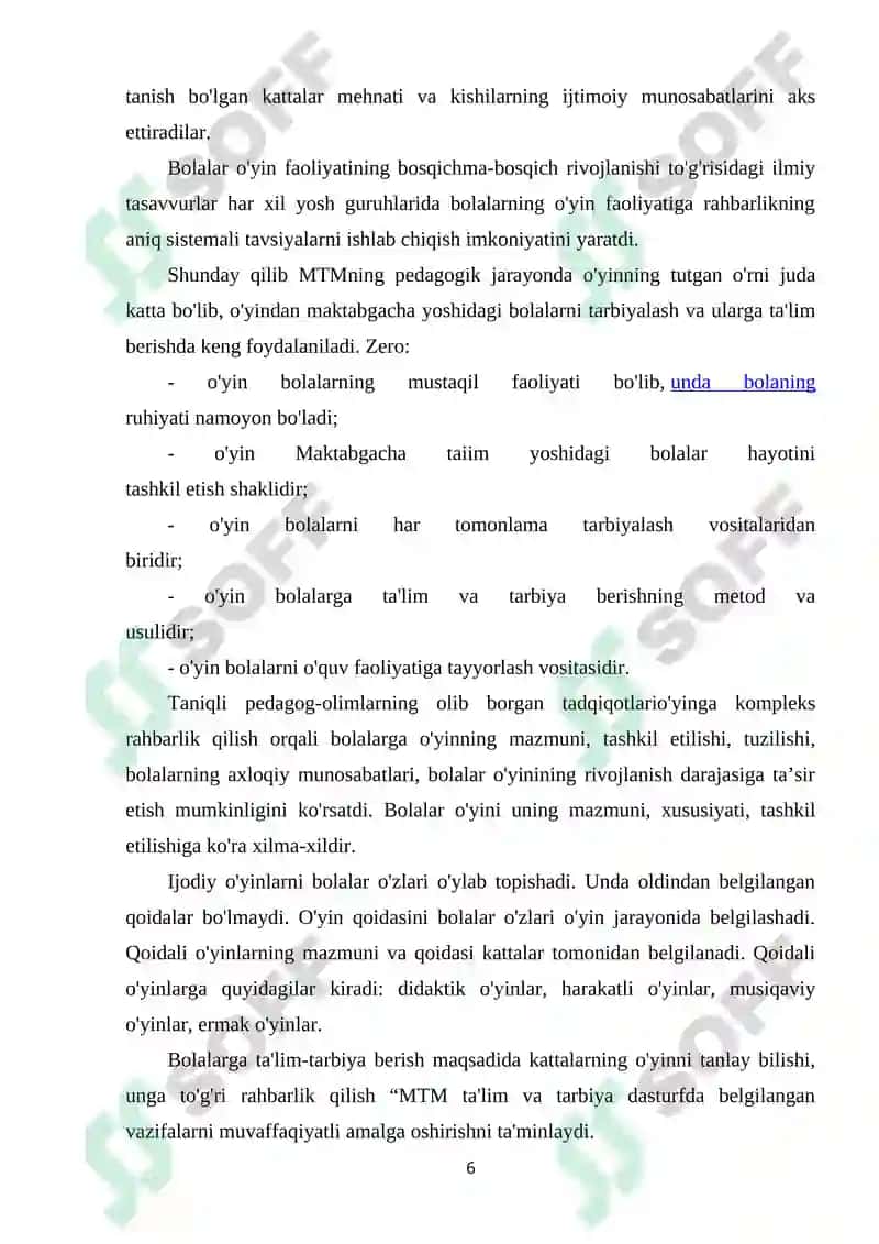MAKTABGACHA YOSHDAGI BOLALARNING O'YIN FAOLIYATINI RIVOJLANTIRISH VOSITASI SIFATIDA SUB'EKT-FAZOVIY MUHITNI RIVOJLANTIRISH 6