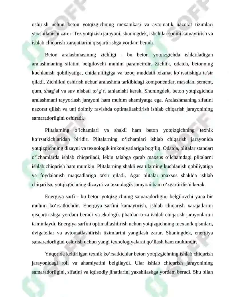 Temir beton plitasini ishlab chiqaruvchi beton yotqizgich loyihasi 6
