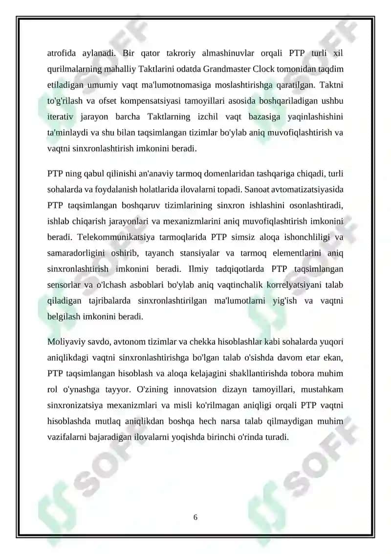 Takt sinxronizatsiyasini tuzulish prinsipi haqida umumiy maʼlumotlar 6