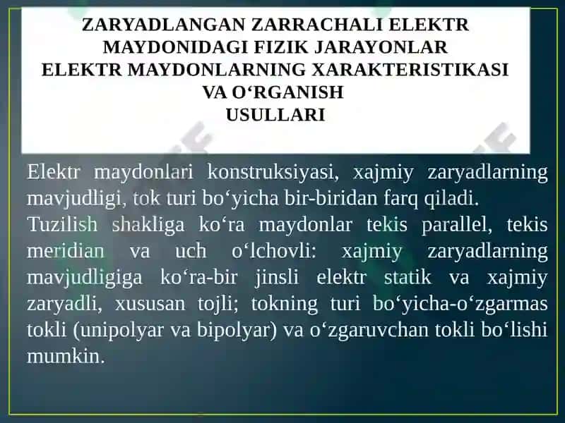Elektron-ionli texnologik asoslari va qishloq va suv xo‘jaligida foydalanish yo‘nalishtari 6