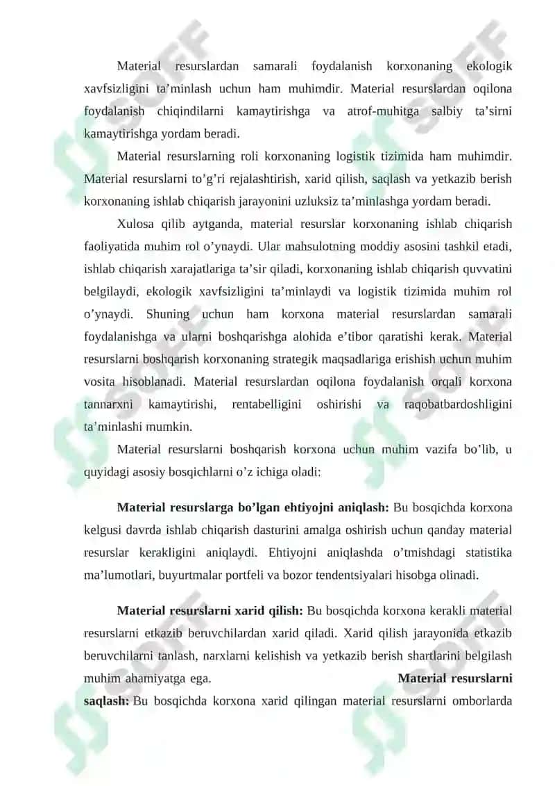 MATERIAL XARAJATLARINING HISOBI 6