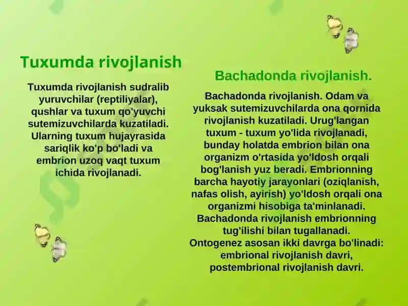 Ontogenez-tirik organizmlarning individual rivojlanishi 6