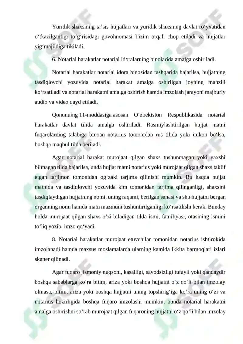Notarial harakatlarni amalga oshirishning umumiy qoidalari 6