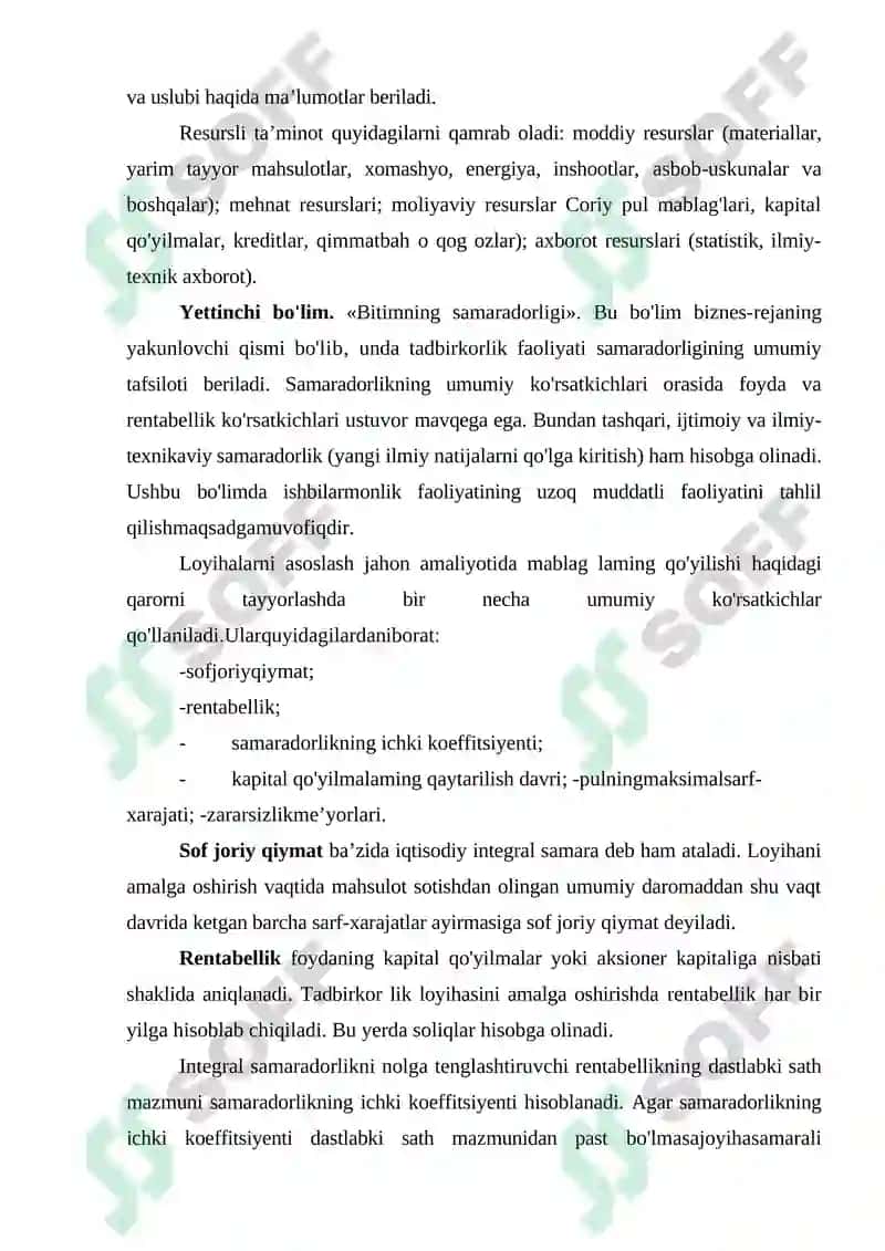 Biznes reja, uning ahamiyati, mohiyati va mazmuni 6