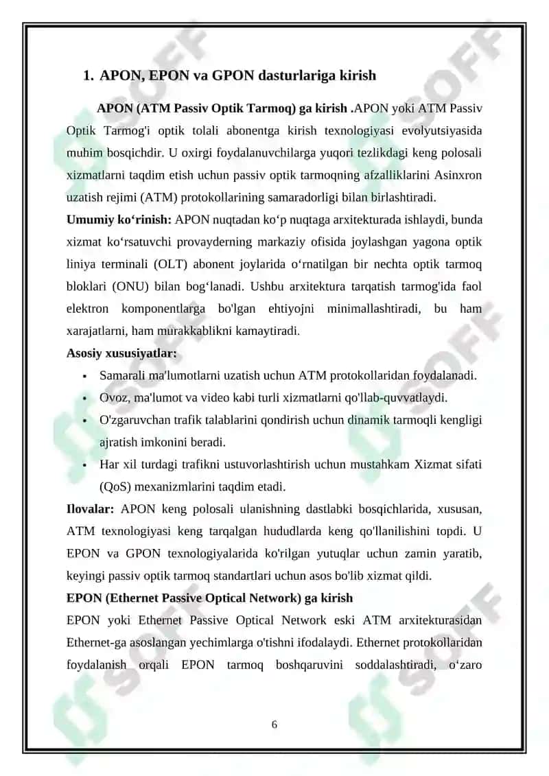 Tolali optik aloqa abonent kirish texnologiyasi 6