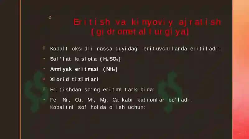 KOBALT METALNI ISHLAB CHIQARISH TEXNOLOGIYASI HAQIDA 6