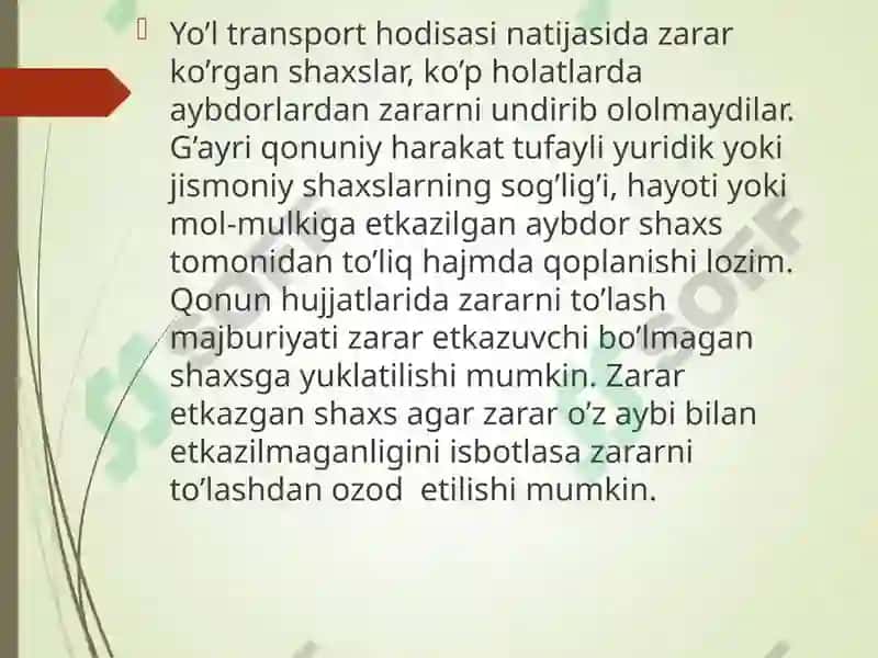 Avtotransport vositalari egalarining uchinchi shaxslar oldidagi fuqarolik javobgarligini sug’urtalash 6