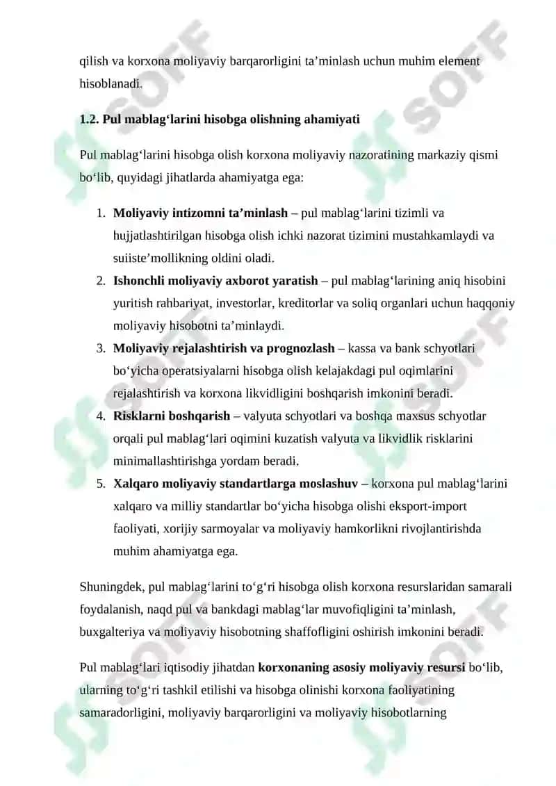 Pul mablag‘larining iqtisodiy mazmuni va ularni hisobga olishning ahamiyati 6