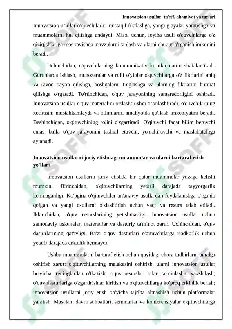 Boshlang'ich ta'lim darslarini tashkil etishda innovatsiyadan foydalanish 6