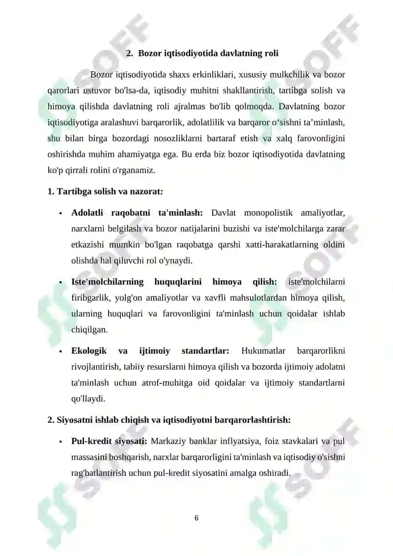 Bozor iqtisodiyotida iqtisodiy muassasalar va davlatning roli 6