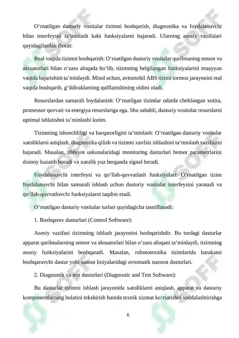 O'rnatilgan dasturiy vositalar va dasturlash tillari sharhi 6