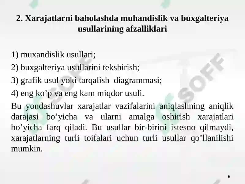 Xarajatlar va ulargadir baholash 6