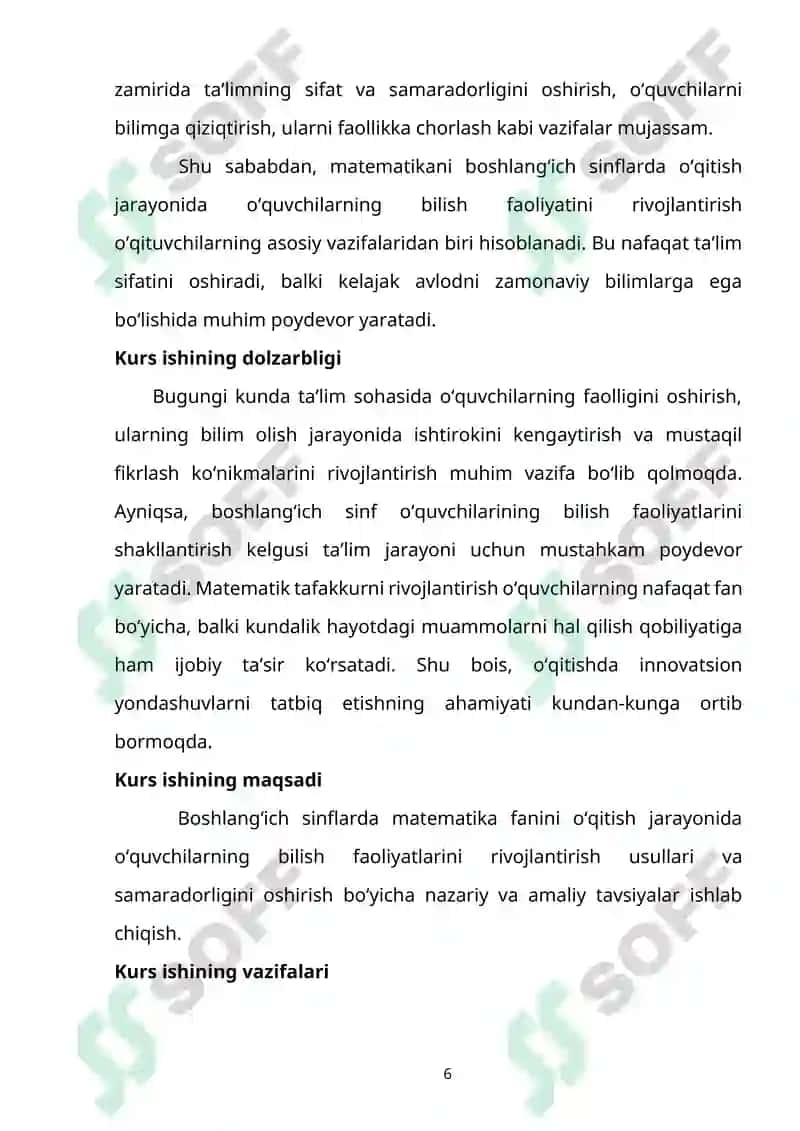 Boshlang'ich sinflarda matematika o'qitish 6