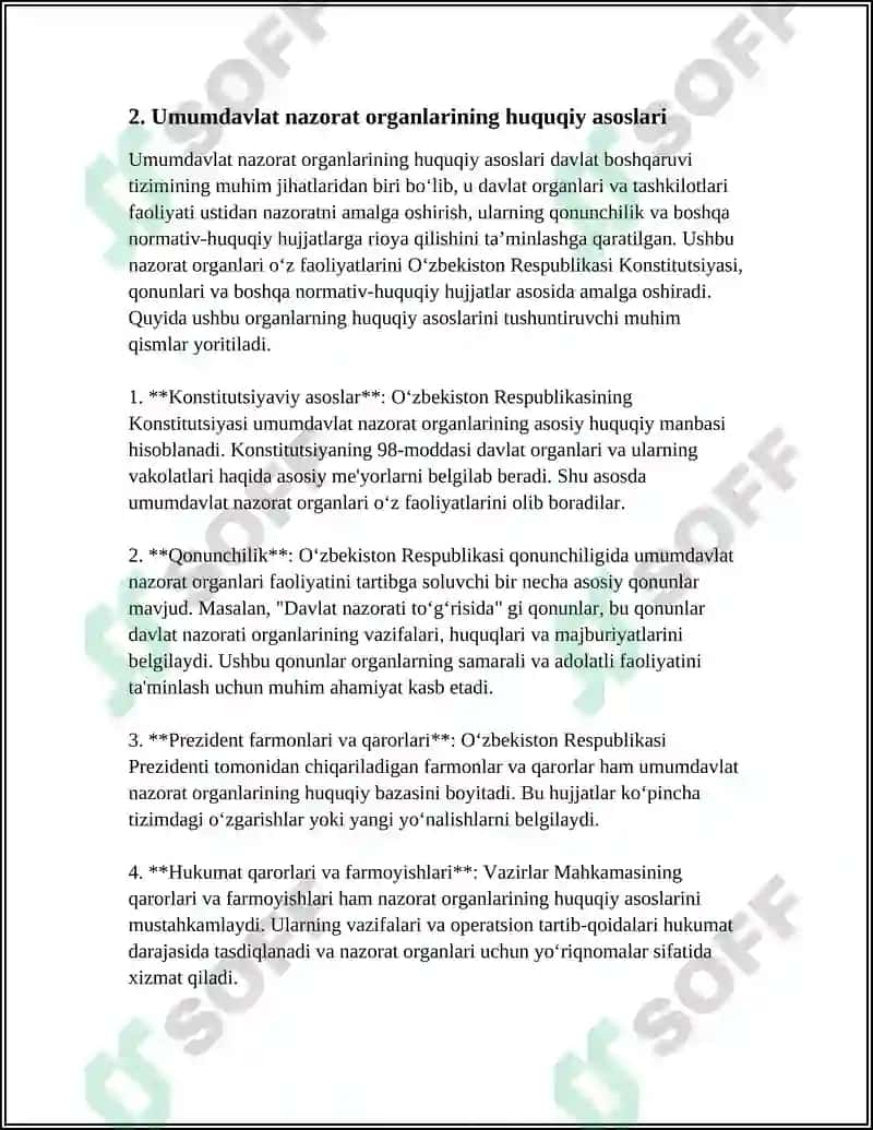 Umumdaavlat nazorat organlari va ularning moliyaviy nazoratini tashkil etishi 6
