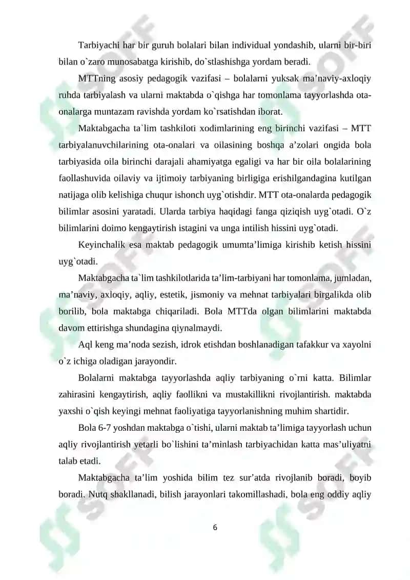 MAKTABGACHA TA’LIM MUASSASASI, OILA VA MAKTAB HAMKORLIGI 6