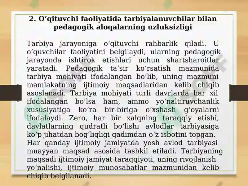 Pedagogik ta’sir koʻrsatish – kommunikativ qobiliyatning asosiy usuli sifatida. Pedagogik muloqot – oʻqituvchining ijodiy faoliyati sifatida. 6