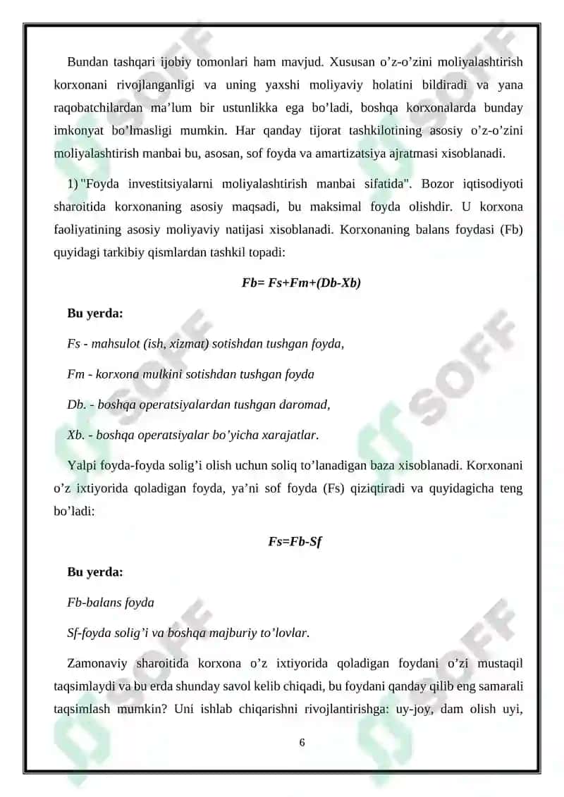 Investitsiya faoliyatini moliyalashtirish manbalari va usullari 6