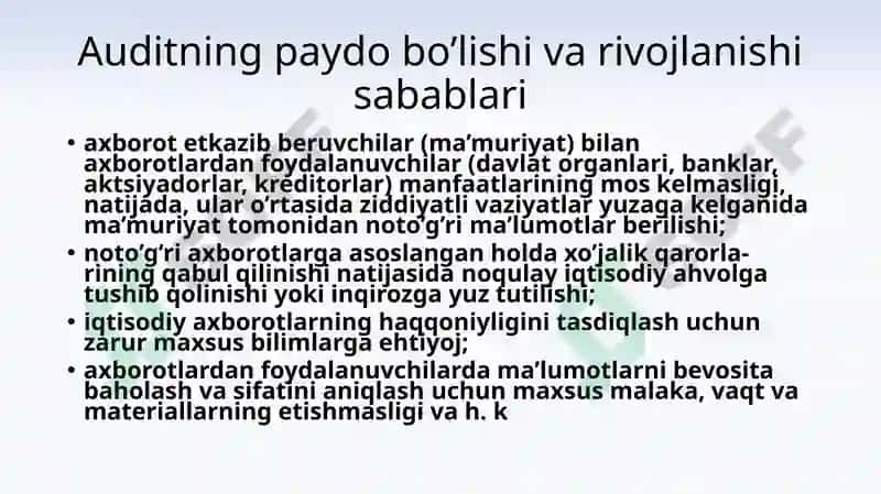 "Auditning mohiyati, uning maqsadi va vazifalari" 6