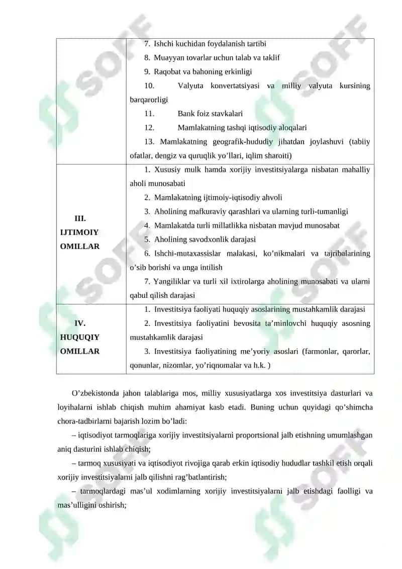 Investitsiya muhiti va unga ta’sir etuvchi omillar 6