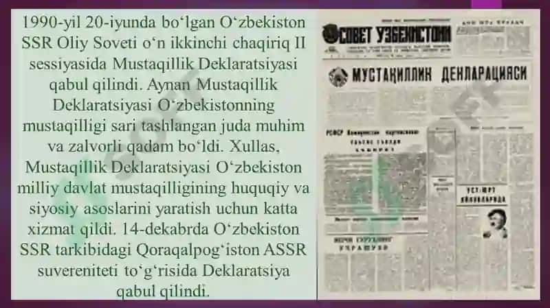 Mustaqillik – me’yoriy-huquqiy asoslariningyaratilishi 6