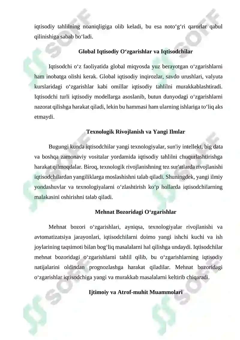 Iqtisodchining kasbiy muammolarini hal qilish uchun matnli hujjatlarni tayyorlash 6