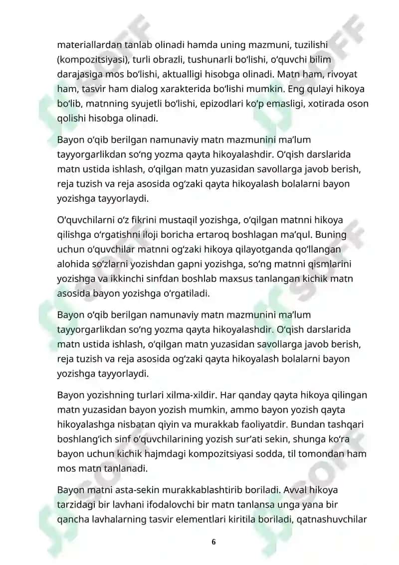 BOSHLANG’ICH SINFLARDA BAYON YOZISHGA O’RGATISH. 6