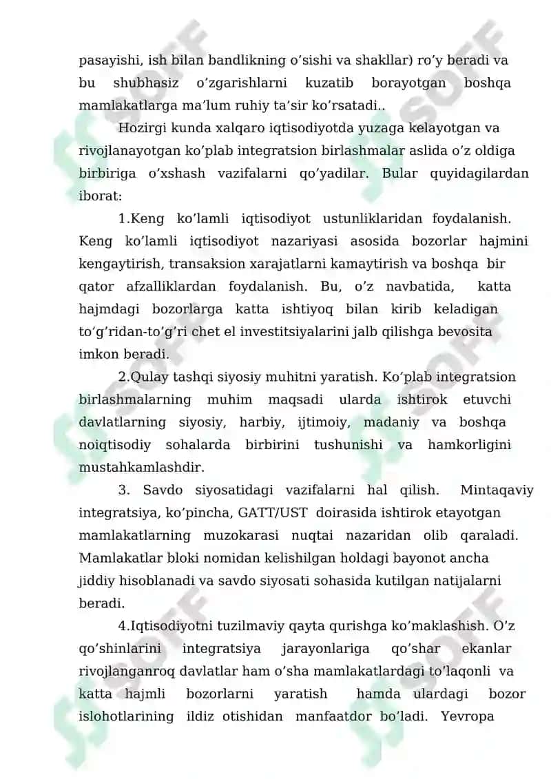 Xalqaro iqtisodiy tashkilotlar: mohiyati, zaruriyati, funksiyalari va guruhlanishi 6