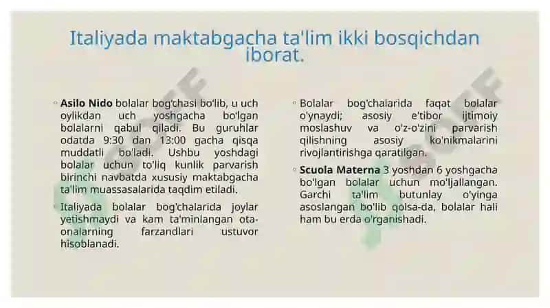Italiya maktabgacha ta’lim tizimi 6