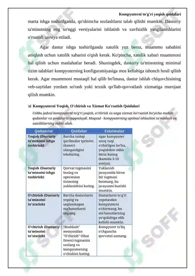 Kompyuterni to'g'ri yoqish, o'chirish va texnik xizmat ko'rsatish qoidalari 6