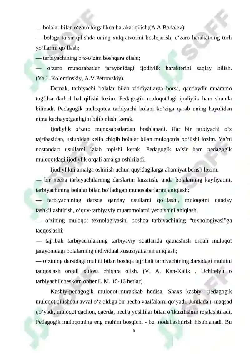 PEDAGOGIK  MULOQOT VA SHAXSLARARO ZIDDIYATLAR 6