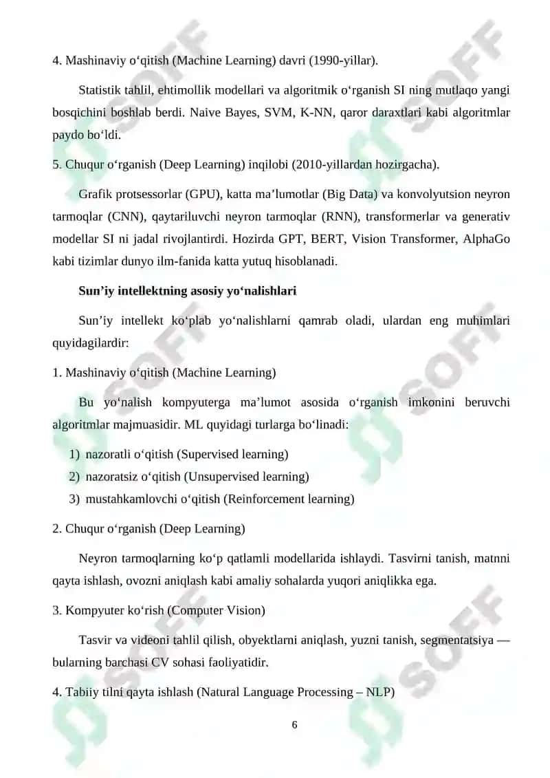 SUN’IY INTELLEKT ALGORITMLARINI O’RNATILGAN TIZIMLARGA JORIY ETISH 6