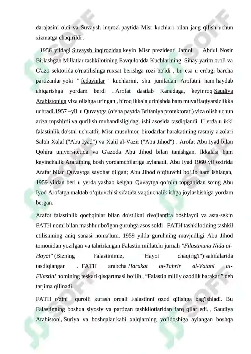 Yosir Arofatning Falastin Davlatining Tuzilishidagi O'rni 6