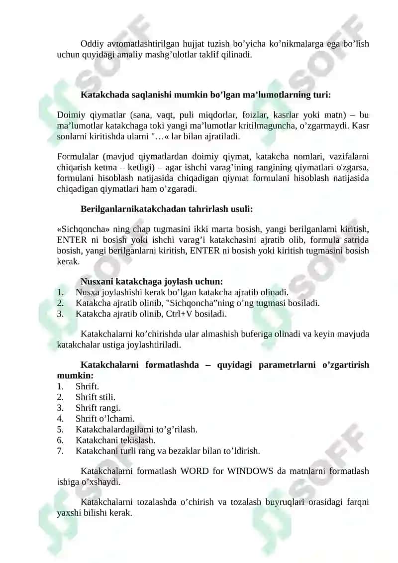 Elektron hujjatlar ustida ishlash 6