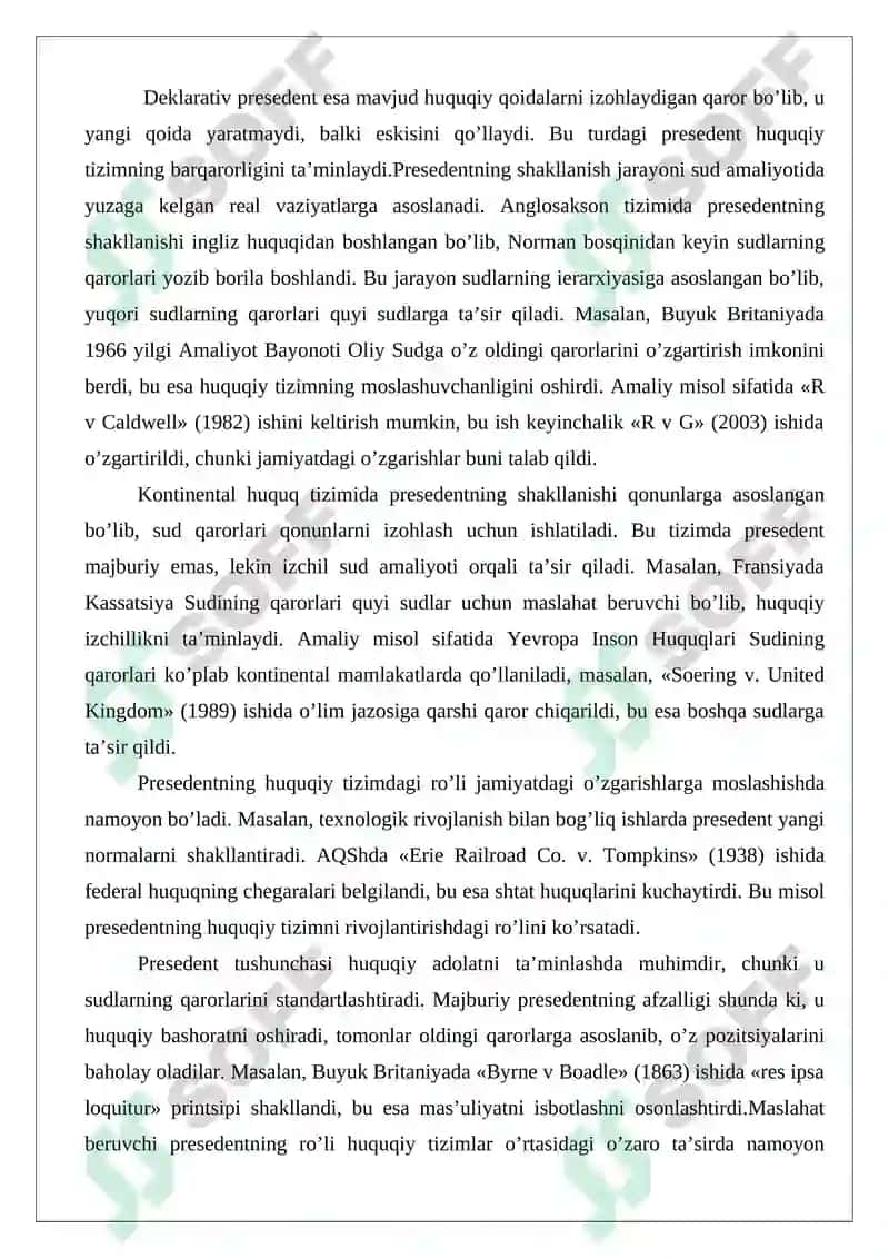 Yuridik presedent tushunchasi va turlari 6