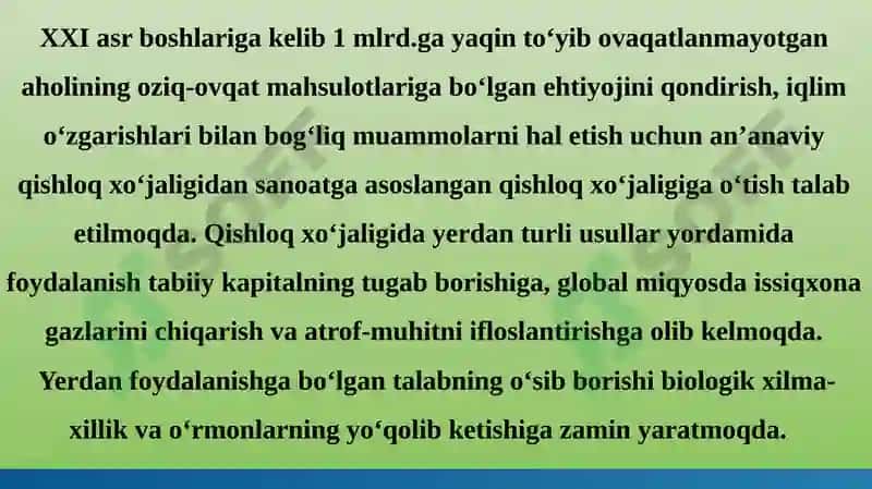 ORGANIK  QISHLOQ   XO‘JALIGINI  RIVOJLANTIRISH YO‘NALISHLARI. 6