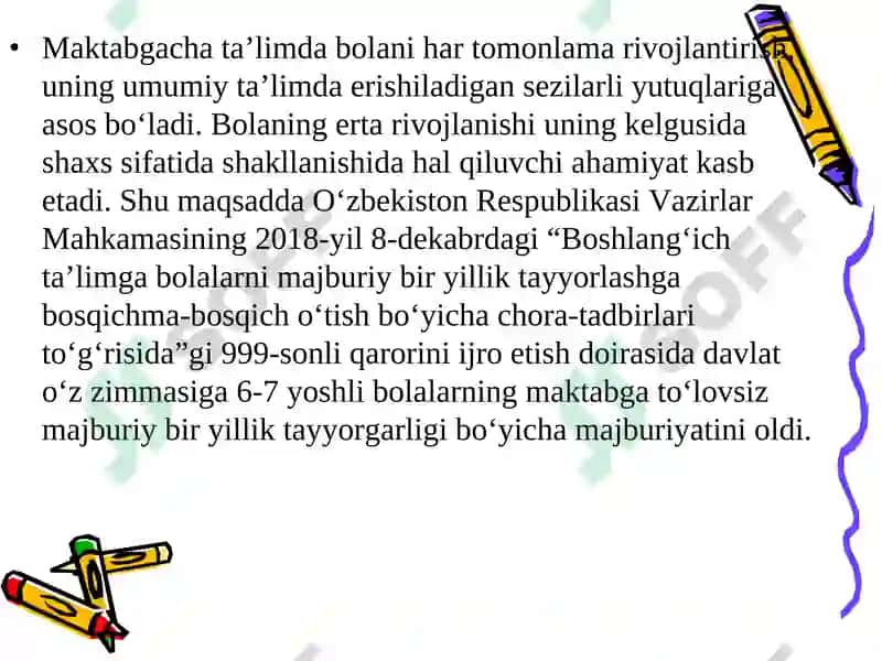 Maktabgacha ta'lim va ta'lim tizimi 6