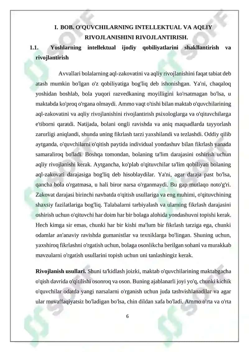 INTELLECTUAL RIVOJLANISHDA NUQSONI BO'LGAN O'QUVCHILAR HUQUQIY SAVODXONLIGINI SHAKLLANTIRISH 6