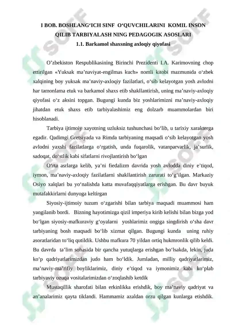 Komil insonni voyaga etkazishda boshlang’ich ta’lim shubhasiz mustahkam poydevor rolini o’taydi 6