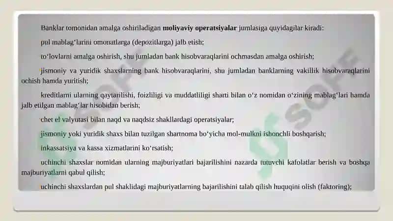 TIJORAT BANKLARI FAOLIYATINING HUQUQIY ASOSLARI 6