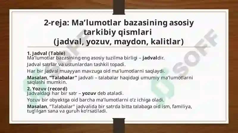 Ma'lumotlar bazasining ahamiyati 6