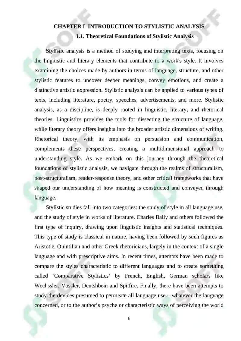 A STYLISTIC ANALYSIS WITH A FOCUS ON LEXICAL EXPRESSION 6