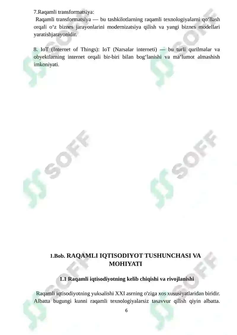 Raqamli iqtisodiyot. Raqamli iqtisodiyotning afzalliklari. O’zbekistonda raqamli iqtisodiyot. 6