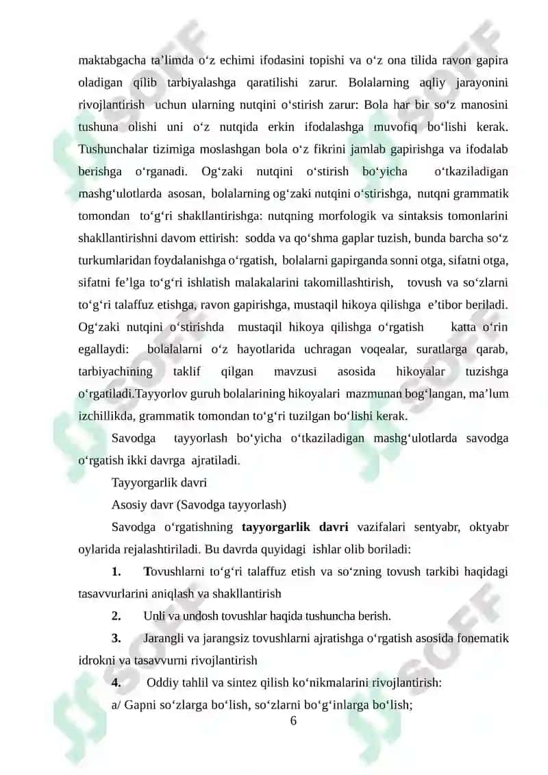 SAVOD O'RGATISH DAVRIDA BO'G'IN USTIDA  ISHLASH 6