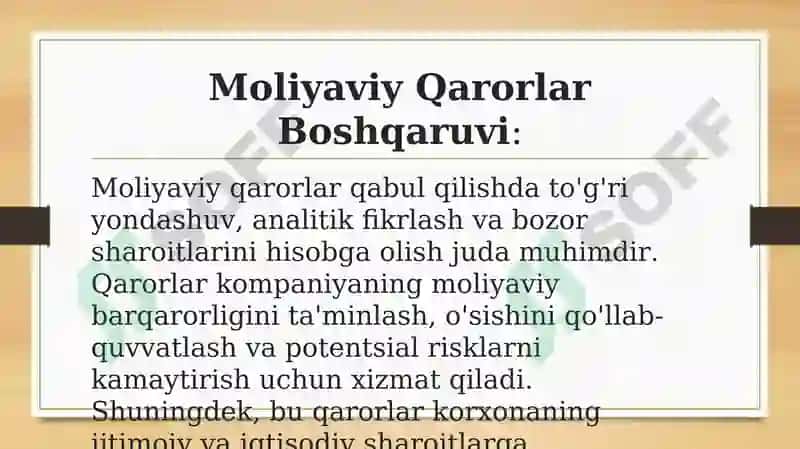 Dividendlar va Foydani Taqsimlash Qarorlari 6