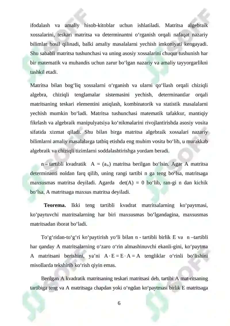 Matritsa algebraasi, determinant va teskari matritsa 6