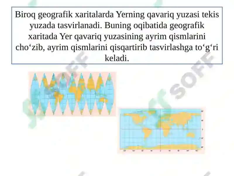 GEOGRAFIK XARITALAR. XARITA ANDAZALARI(PROYEKSIYALARI) HAQIDA TUSHUNCHA 6