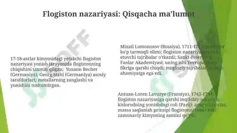 Lavozye'ning antiflogistik nazariyasi 6