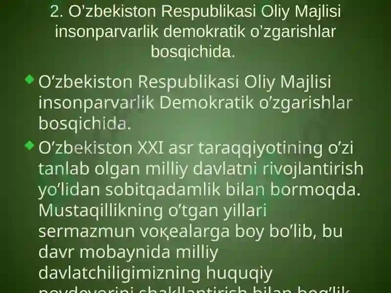 O’zbekiston Respublikasi Qonun chiqaruvchi hokimiyati 6