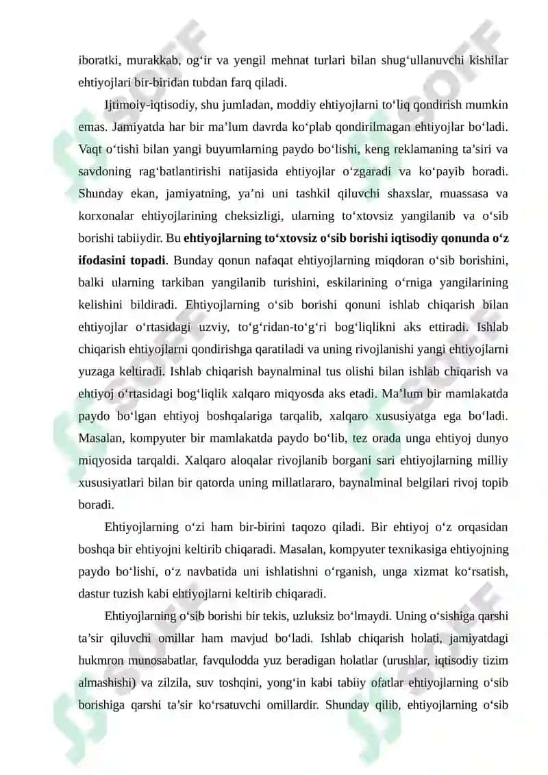 Ijtimoiy - iqtisodiy ehtiyojlar, ularning tarkibi va turkumlanishi 6