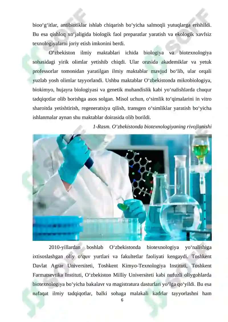 BIOTEXNOLOGIYANING RIVOJLANISH TARIXI VA ISTIQBOLLARI 6